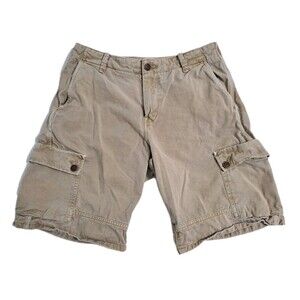 Lucky Brand Cargo Shorts Mens 33 Khaki Safari Utility Pockets Distressed Work